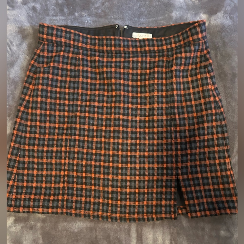 LOFT Orange and Black Pencil Mini Skirt